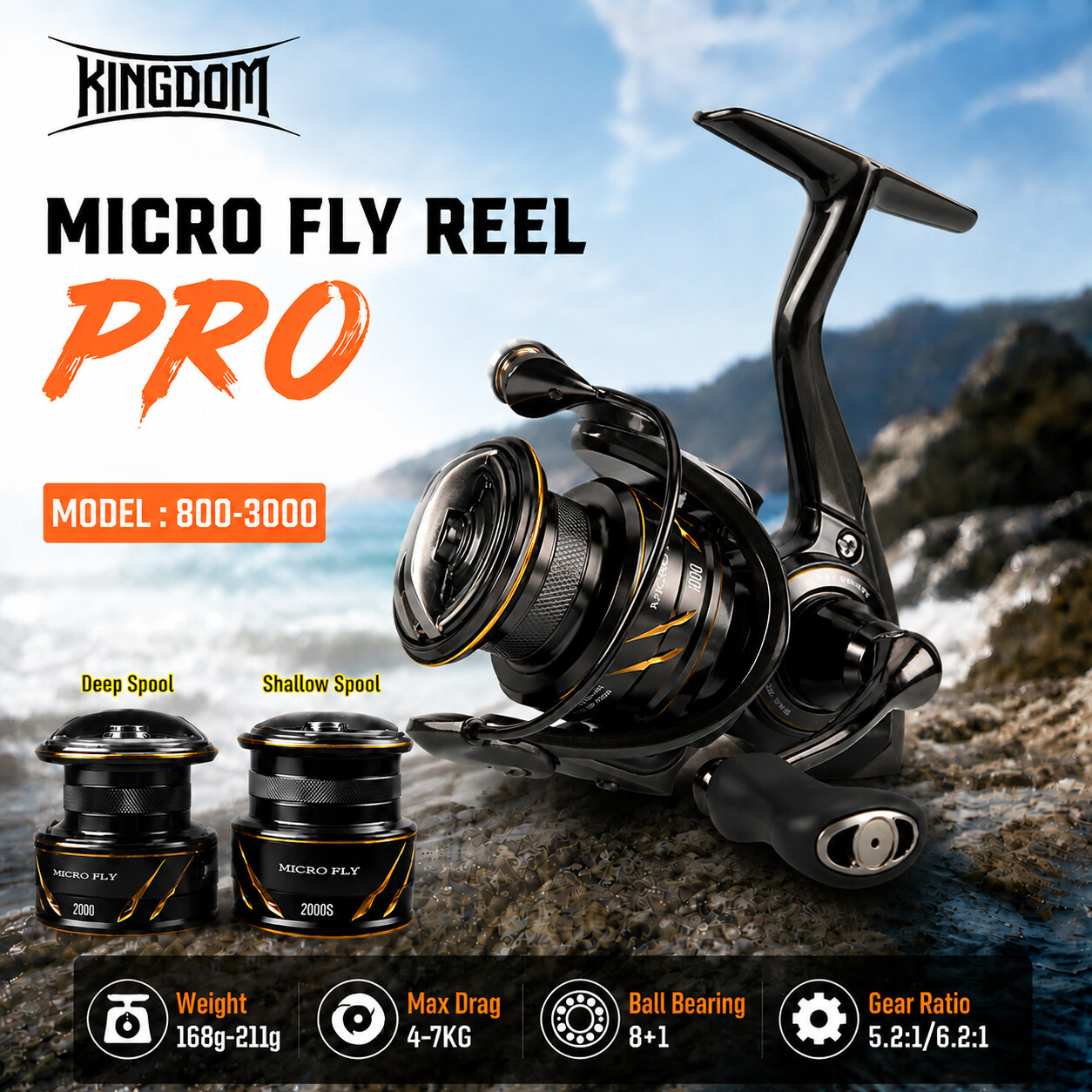 Kingdom Micro Fly Pro Fishing  - Abu Garcia Reel Max 评论和价格